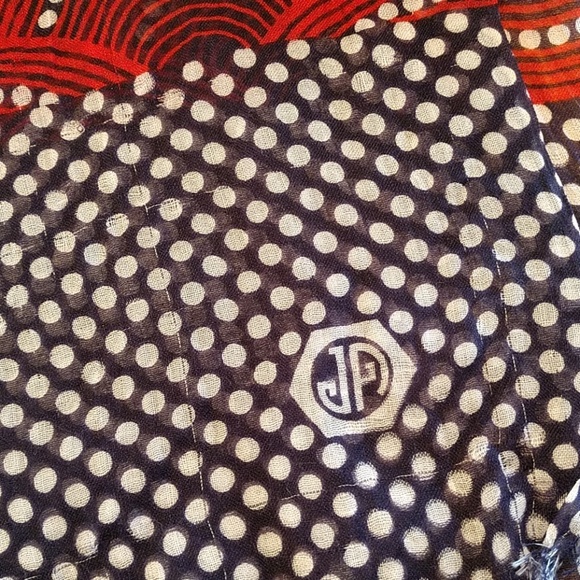 Multi Pattern Blue Polka Dot & Red Scarf - Picture 5 of 5